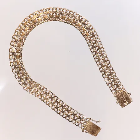 Armband X-länk 20cm bredd 8mm HVF (Haldor Vidar	Fors) Stockholm 1959, 18K Vikt: 14,2 g