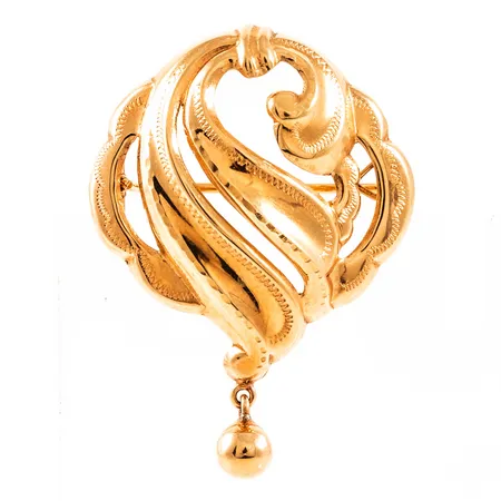 Brosch allmogestil bredd 26mm längd 36,5mm, 18K 2,6g.