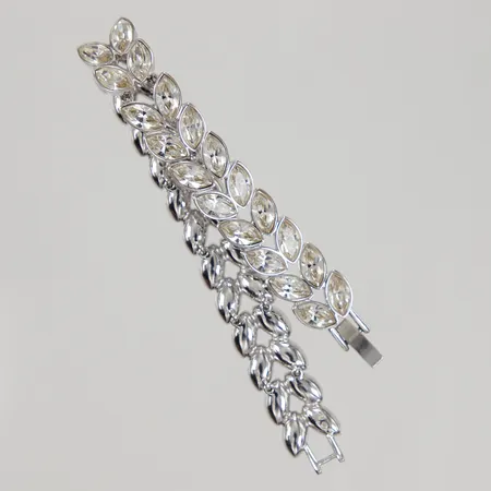 Armband Swarovski med vita stenar, 16cm, bredd 11mm, vitmetall