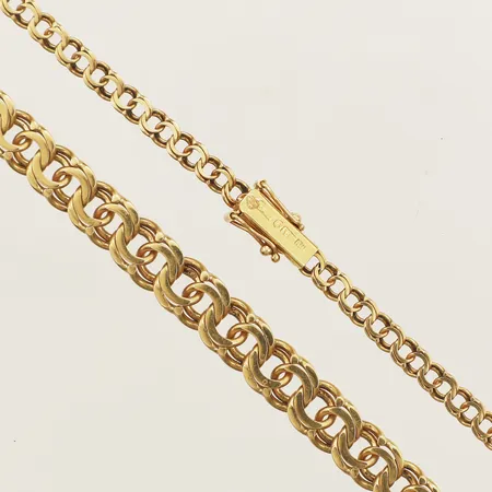 Collier Bismarck doserad längd 43cm bredd 4,5-7,4mm år 1968 18K Vikt: 21,4 g