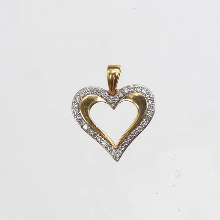 Hänge hjärta med diamanter 38 x ca. 0,005ct, 15mm, Guldfynd, 18K Vikt: 1 g
