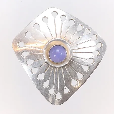 Brosch med sten, 45x46mm, Per Sköld Stockholm, år 1954, sterling 925/1000 silver Vikt: 13,7 g