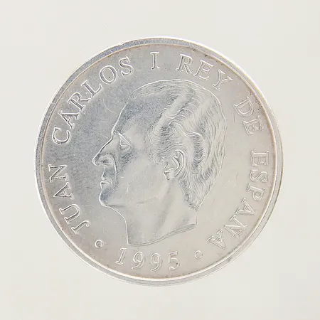 Mynt Juan Carlos I Rey De España 1995, 2000 Ptas Ø33mm silver 925/1000 Vikt: 18 g