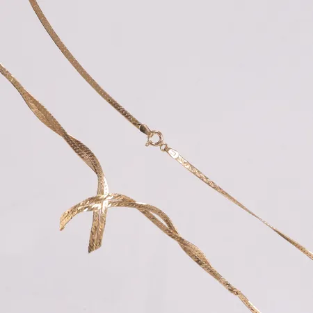 Collier flätad längd 41,5cm bredd 2,4-7,3mm 18K Vikt: 9 g