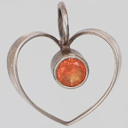 Hänge orange syntetisk spinell 20mm finska stämplar, 925/1000 silver Vikt: 1,9 g