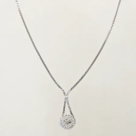 Collier med integrerat hänge med blomdekor längd 43,5cm bredd 2-15mm silver 835/1000 Vikt: 9,4 g