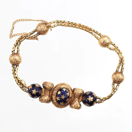 Armband med emalj, längd ca. 16cm, bredd: 6,9-14,5mm, tillhörande etui, 18K Vikt: 8,7 g