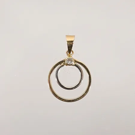 Hänge med vit sten Ø14mm 18k Vikt: 0,6 g