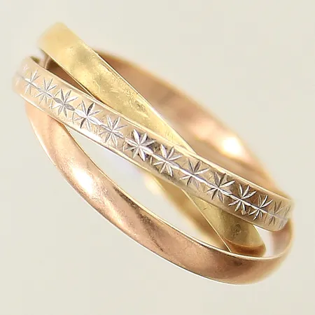 Ring tredelad stl:18¾ bredd 4,6mm GHA repig 18K Vikt: 2,9 g