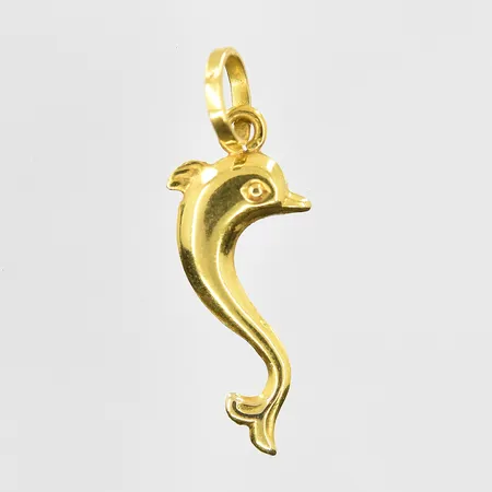 Hänge delfin längd 26 mm, bredd 10 mm, 14K. Vikt: 0,6 g