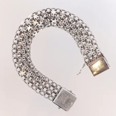 Armband X-Länk, längd 20,5cm, bredd 17mm, år 1988, 830/1000 silver Vikt: 21,6 g