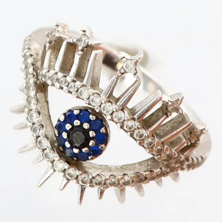 Ring med stenar stl:18, bredd 2-17mm, silver 925/1000  Vikt: 3,9 g