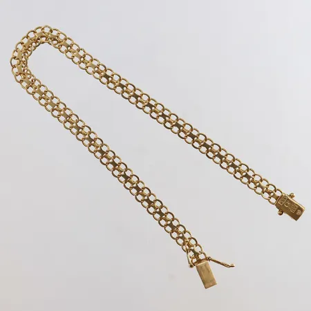 Armband X-länk längd 19,5cm bredd 5mm något ojämn 18K.  Vikt: 6 g