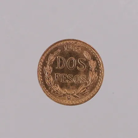 Mynt 2 pesos, Mexico 1945, 21,6K Vikt: 1,7 g