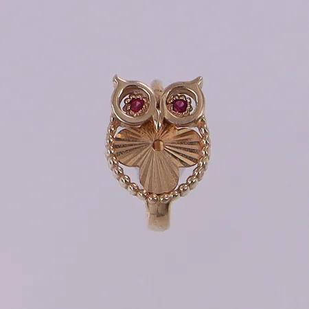 Udda örhänge creol uggla med stenar, höjd 10,3mm bredd 7mm, 14K. Vikt: 0,8 g