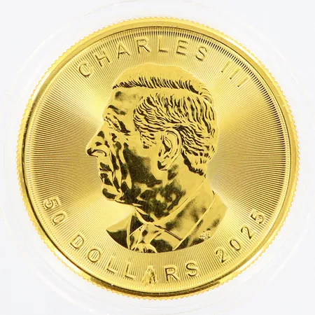 Mynt Charles III, 50 Dollars 2025, Canada, 1 OZ or PUR, hack, 24K Vikt: 31,1 g