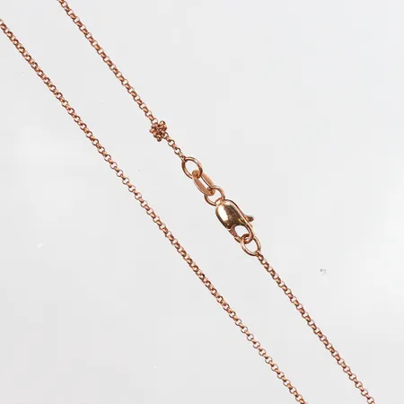 Kedja ärtlänk, 39,5cm, bredd: 0,9mm, roséguld, knut på kedja,14K Vikt: 1,6 g