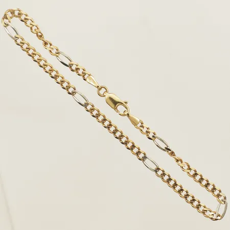 Armband Figaro längd 19cm bredd 3,0mm GHA tvåfärgat 18K Vikt: 3,9 g