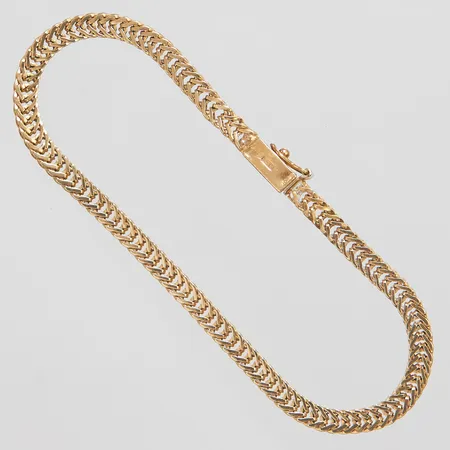 Armband längd 19cm, bredd 4mm, 14K Vikt: 6,7 g