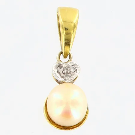 Hänge odlad pärla och stenar, längd 20mm, bredd ca 6mm, 18K Vikt: 2,3 g