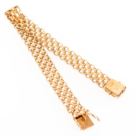 Armband X-länk längd 19cm bredd 10mm, ojämnheter, 18K 14,5g.