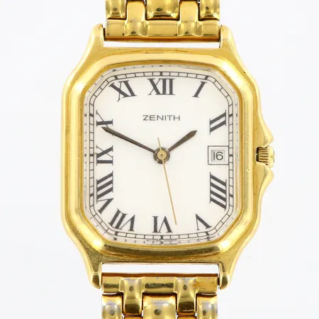 Damur Zenith 18K quartz 23mm, datum, länk i stål, längd 17cm, bredd 13mm Vikt: 0 g
