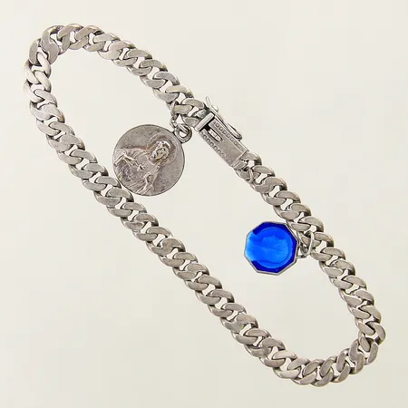 Armband Pansar med 2st integrerade berlocker längd 18,5cm bredd 5,2-12mm silver 830/1000 Vikt: 10,8 g