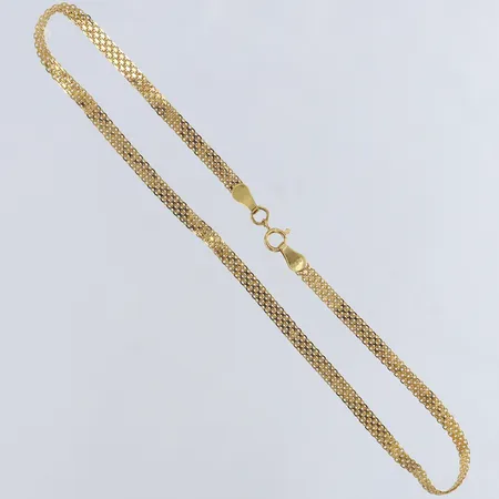 Vristlänk X-länk längd 25cm bredd 3mm ojämn/skadad 18K. Vikt: 2,4 g
