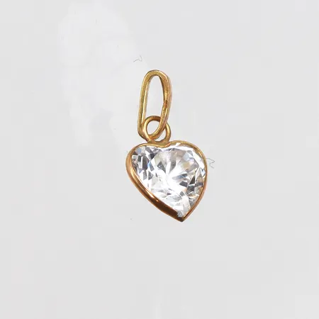 Hänge med hjärtformad vit sten, 12mm, 18K Vikt: 0,4 g