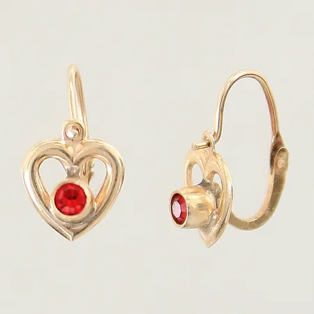 Örhängen med röd sten 15x8,2mm 14K Vikt: 0,9 g