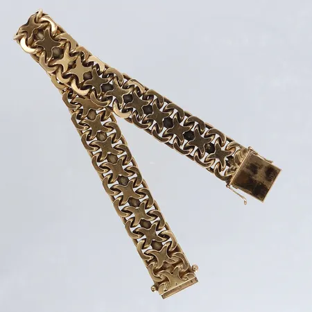 Armband X-länk längd 19cm bredd 12,5mm Carlssons Guldsmedsverkstad K E 1960 18K. Vikt: 46,9 g