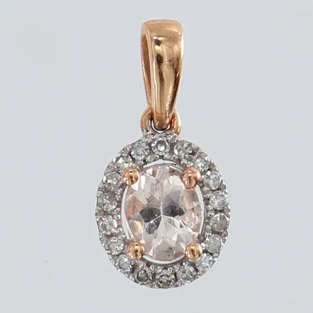 Hänge med morganit samt 8/8-slipade diamanter 18 x 0,0075ct 13x6,5mm ink ögla GHA 18K.  Vikt: 0,7 g