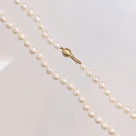 Pärlcollier med odlade sötvattenpärlor 46cm Øca6,5-7mm defekt lås 18K bruttovikt 30g
