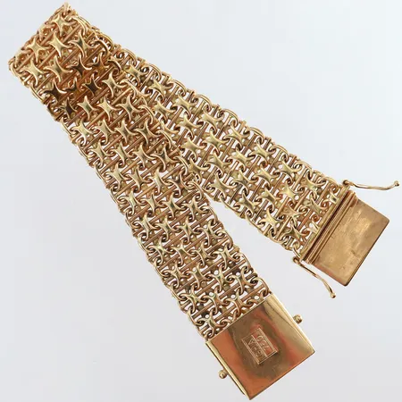 Armband X-länk med stav längd 19cm bredd 20mm 18K.   Vikt: 51,5 g