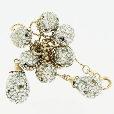 Collier hängen med strass, defekt länk, stenar saknas, 14K, brv: 7,4gram Vikt: 7,4 g