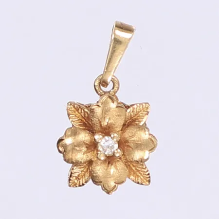 Hänge blomma med vit stan 17x9mm 18K Vikt: 0,7 g
