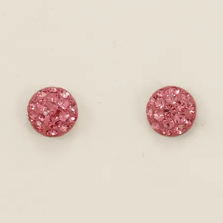 Ett par örhängen med rosa stenar Ø6,4mm omaka snurrebussar silver 925/1000 Vikt: 0,7 g