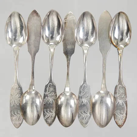 7st kaffeskedar modell Tornedal, 122mm, silver Vikt: 94,8 g