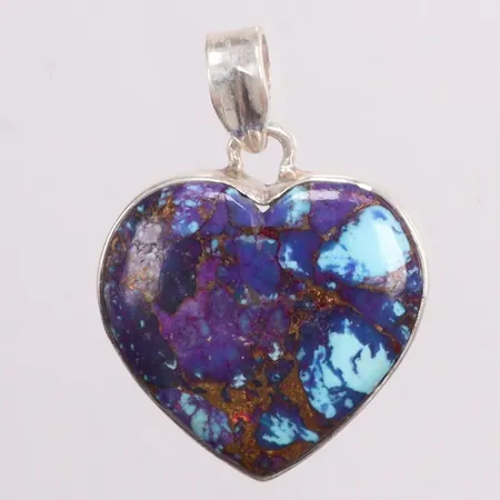 Hänge hjärta med azurite malachite längd 3,5cm bredd 26,3mm silver 925/1000 Vikt: 6,5 g