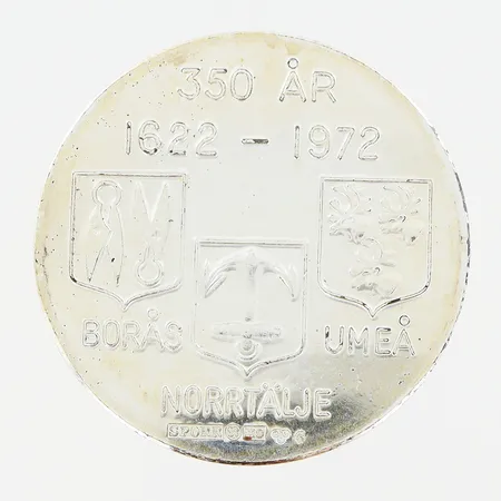 Minnessmynt sjöstaden Norrtälje 350 år 1622-1972, svensk kontrollstämpel, etui,  silver  Vikt: 18 g