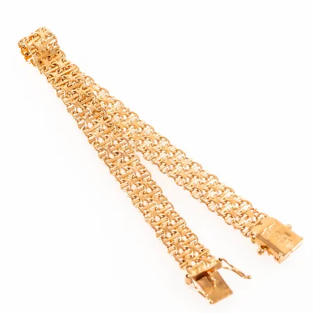 Armband X-länk med stav längd 20cm bredd 9mm, 18K 15,1g.
