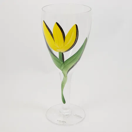 Ett vinglas Tulipa design Ulrica Hydman Vallien, Kosta Boda, höjd 22cm, Ø8,5cm, signerad Skickas med paket.