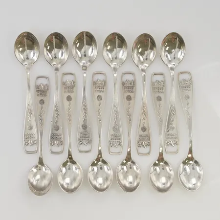 Skedar 12st Frösö Kyrka 108mm silver s830/1000 129,5g.