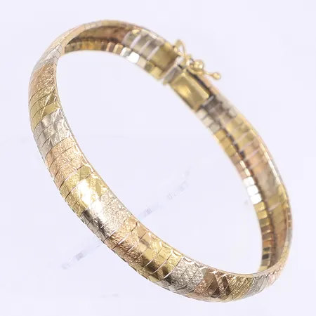 Armband trefärgat 19cm bredd 10mm 18K Vikt: 21,3 g