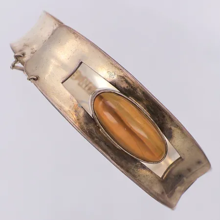 Armband stelt Alton år 1966 tigeröga öppningsbart Ø60mm säkerhetskedja, 830/1000 silver Vikt: 30,8 g