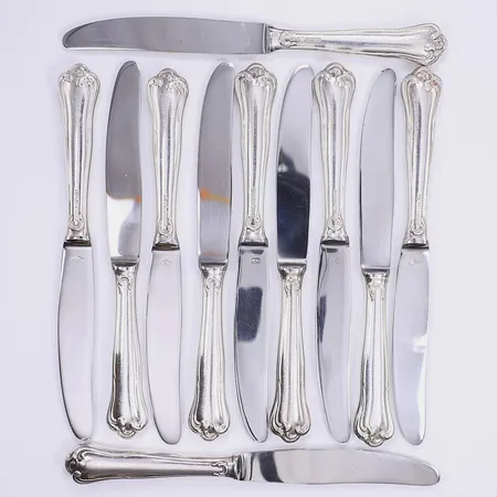 11 Knivar 17cm modell Symfoni Mema rostfria blad silver 830/1000 bruttovikt 299,7g Vikt: 299,7 g