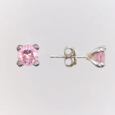 Ett par Örhängen med rosa stenar Ø6mm silver 925/1000 Vikt: 1,9 g