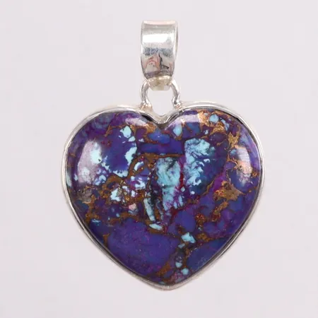 Hänge hjärta med azurite malachite längd 3,5cm bredd 26,8mm silver 925/1000 Vikt: 6,6 g