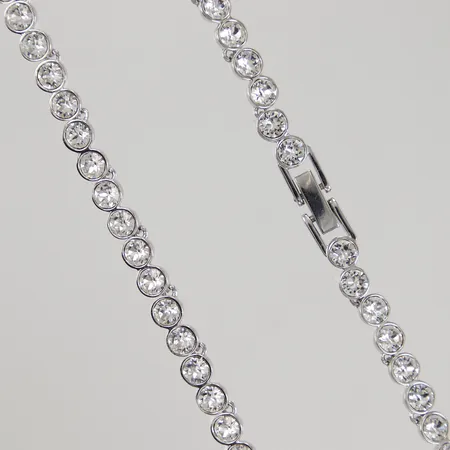 Collier Swarovski, vita stenar, längd 37cm, bredd 5,3mm, vitmetall