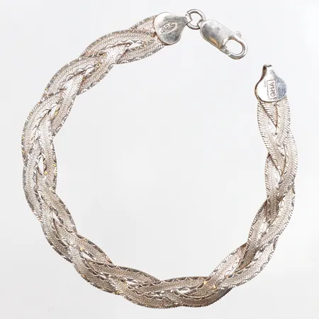 Armband flätat, 19cm, bredd: 8,8mm, Guldfynd, 925/1000 silver Vikt: 8,7 g